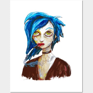 Blue Smoking Girl Posters and Art